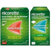 Nicorette® Combi Therapie Invisi Patch 25mg + Freshmint Kauwgom 2mg 1 set