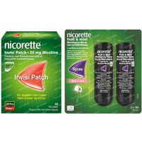 Nicorette® Combi Therapie Invisi Patch 25mg + Fruit & Mint Mondspray 1mg/Spray 1 set