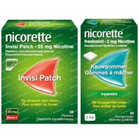Nicorette® Combi Therapie Invisi Patch 25mg + Freshmint Kauwgom 2mg 1 set