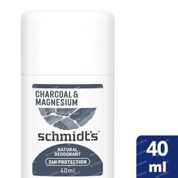 Schmidt's Natural Deodorant Stick Charcoal & Magnesium 24h 40 ml