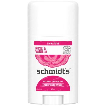 Schmidt's Natural Deodorant Stick Rose & Vanilla 24h 40 ml