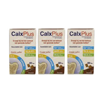 CalxPlus Chocolade Zonder Suiker TRIO 3x60 tabletten