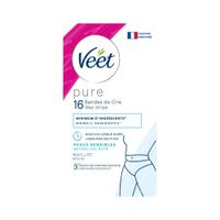 Veet Pure Bandes de Cire Maillot Peaux Sensibles 16 pièces