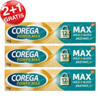 Corega Power Max Max Hold + Block Mild Mint Kleefcrème 2+1 GRATIS 3x70 g