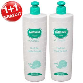 Galenco Bébé Huile de Bain Nettoyante et Soignante à l'Huile d'Amande 1+1 GRATUIT 2x400 ml huile de bain