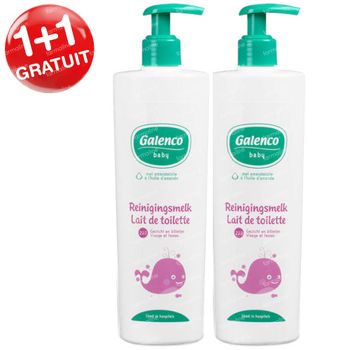 Galenco Bébé Lait de Toilette Adoucissant 2 en 1 Visage et Fesses 1+1 GRATUIT 2x400 ml lait