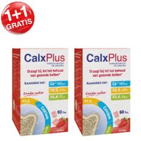 CalxPlus Aardbei Zonder Suiker 1+1 GRATIS 2x60 tabletten