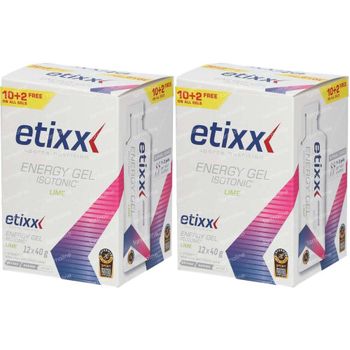 Etixx Isotonic Energy Gel Lime 1+1 GRATIS 24x40 g zakjes