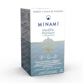 Minami® MorEPA Platinum + Vitamine D3 1+1 GRATUIT 2x60 capsules