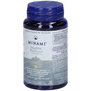 Minami® MorEPA Platinum + Vitamine D3 1+1 GRATUIT 2x60 capsules