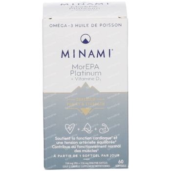 Minami® MorEPA Platinum + Vitamine D3 1+1 GRATUIT 2x60 capsules