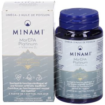 Minami® MorEPA Platinum + Vitamine D3 1+1 GRATUIT 2x60 capsules